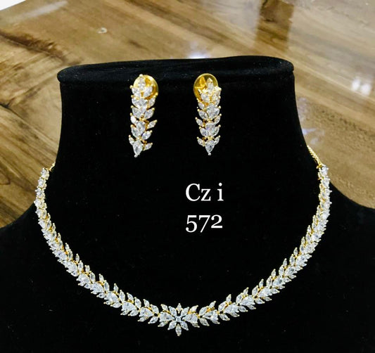 Gold Polish American diamond necklce set