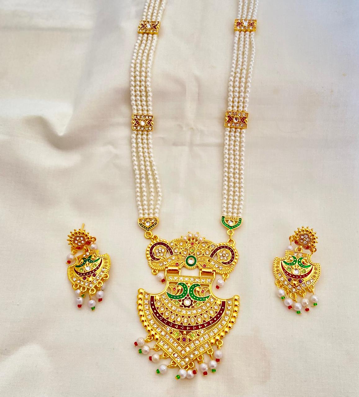 Jadau kundan Rani Haar with Earrings
