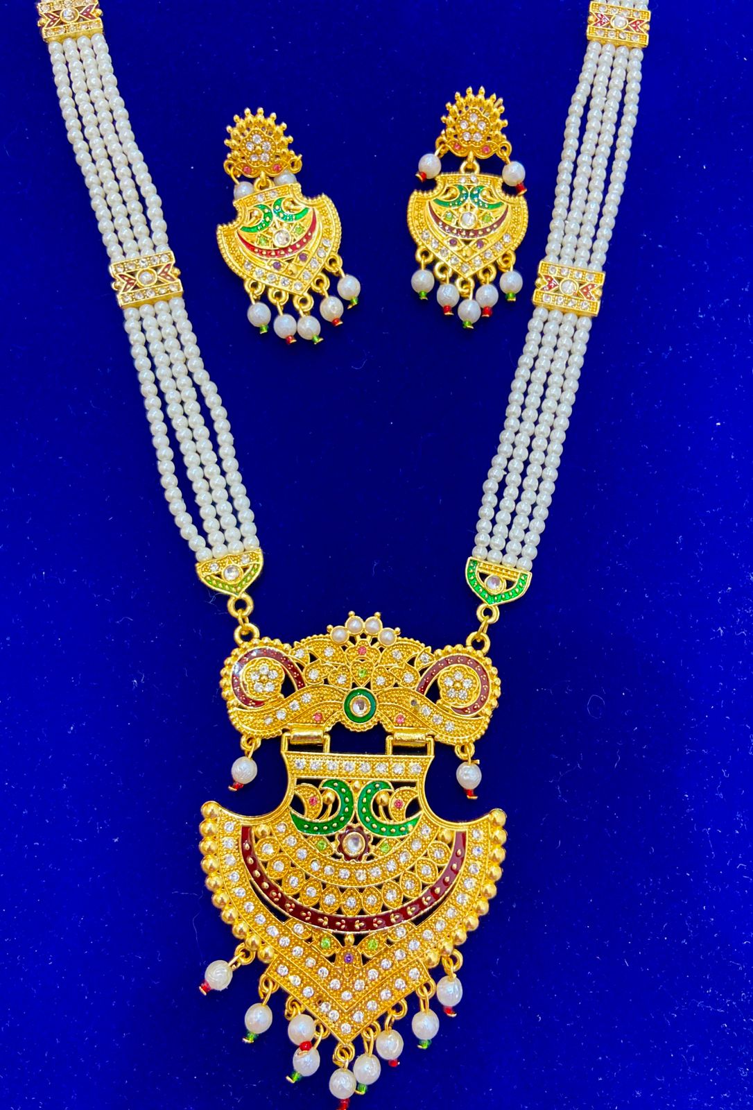 Jadau kundan Rani Haar with Earrings
