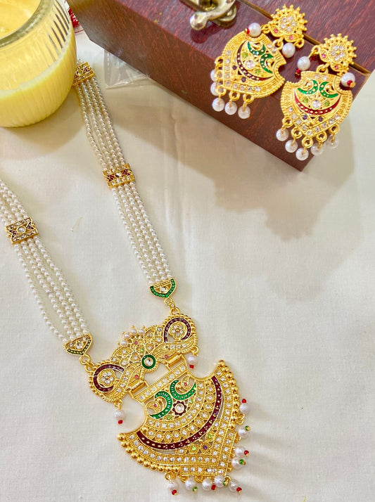 Jadau kundan Rani Haar with Earrings
