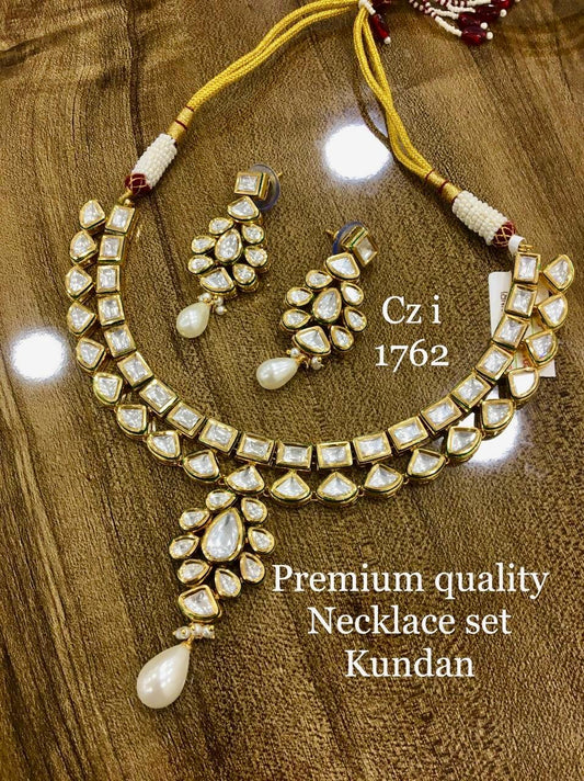 Kundan white Polki necklace set