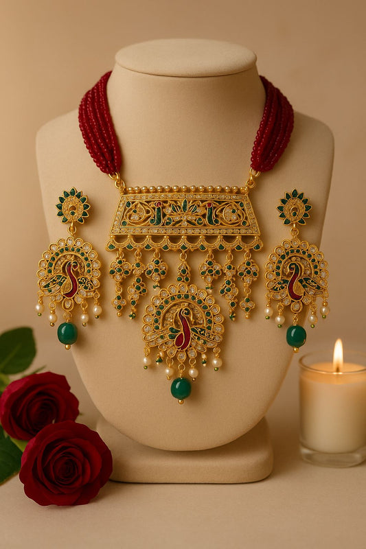 Green Peacock Chocker set