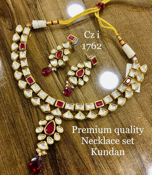 Red Kundan Polki Necklace set
